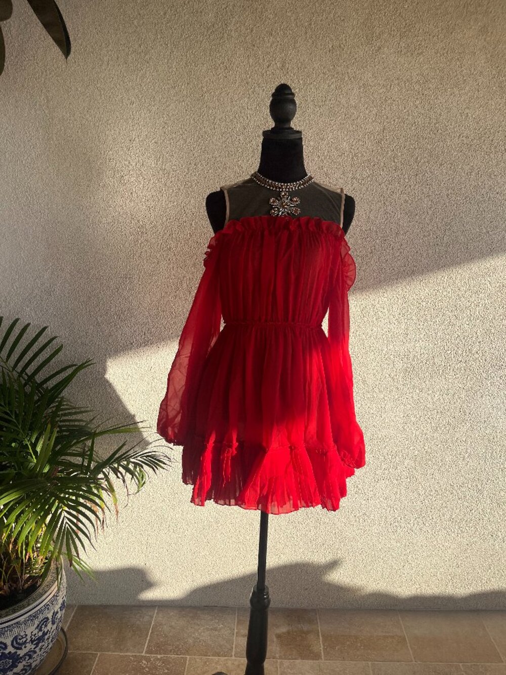 H&M X GAMBATTISTA VALLI Red Snowflake Dress